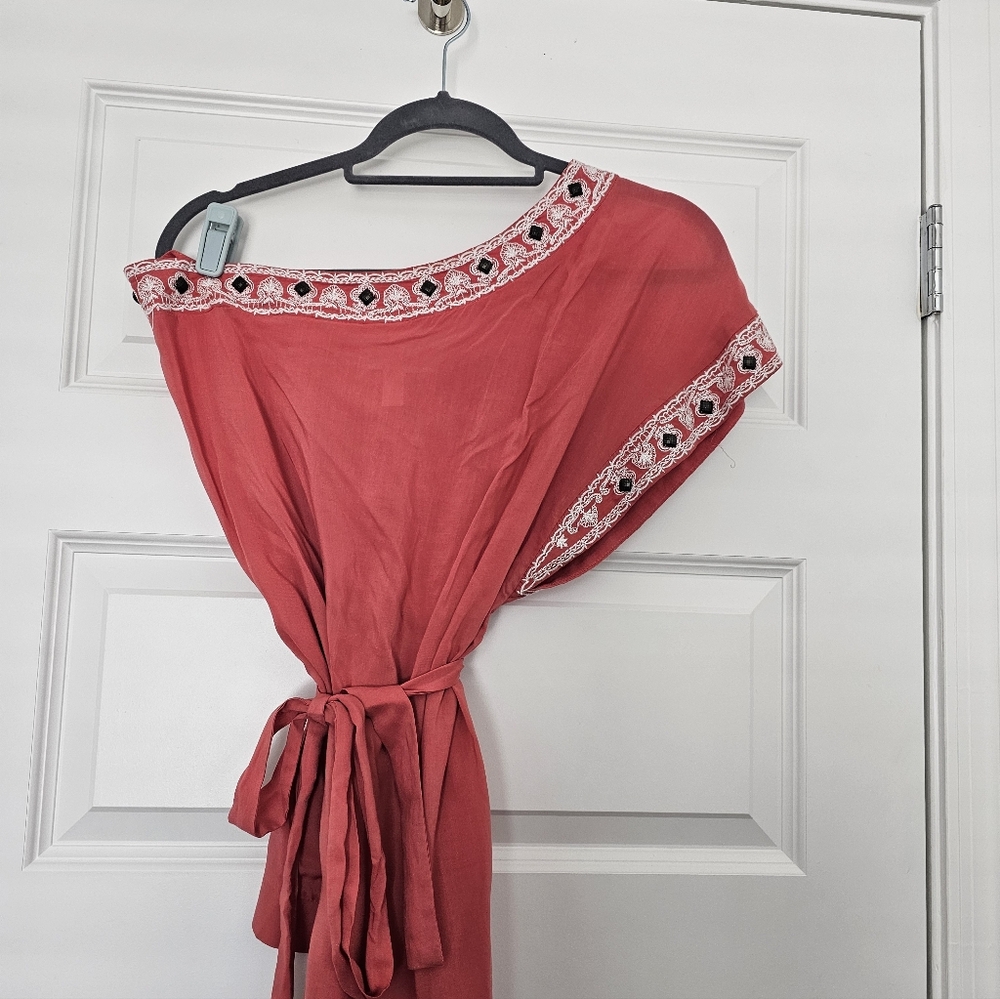 Elegant Red Embroidered Women's Blouse